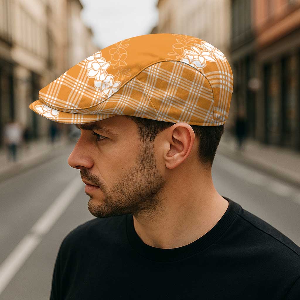 Hawaii Aloha Plumeria Lei Orange Palaka Jeff Hat - Polynesian Pride