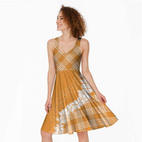 Hawaii Aloha Plumeria Lei Orange Palaka Midi Dress - Polynesian Pride