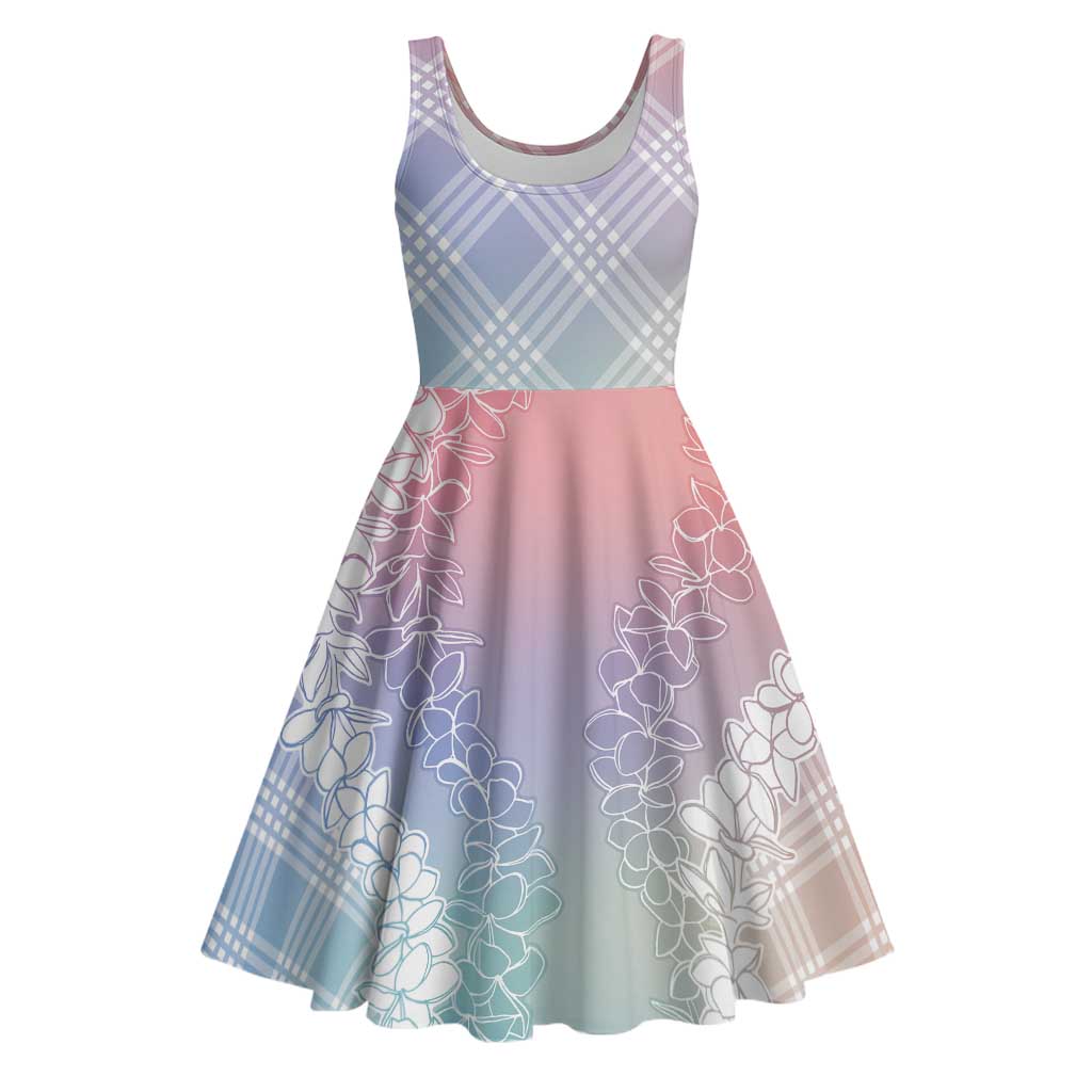 Hawaii Aloha Plumeria Lei Pastel Candy Palaka Midi Dress - Polynesian Pride