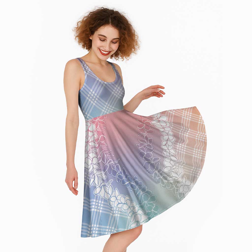 Hawaii Aloha Plumeria Lei Pastel Candy Palaka Midi Dress - Polynesian Pride