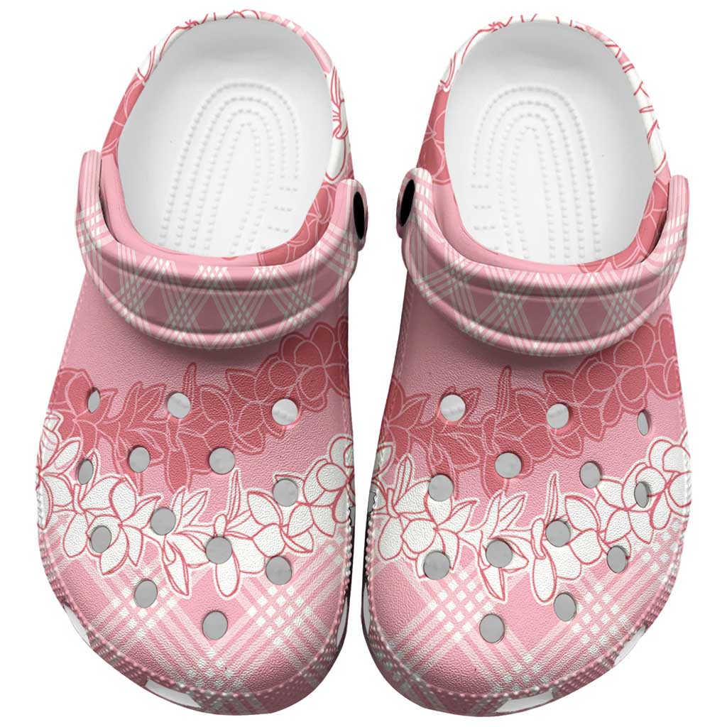 Hawaii Aloha Plumeria Lei Pink Palaka Clogs Shoes - Polynesian Pride