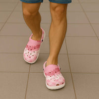 Hawaii Aloha Plumeria Lei Pink Palaka Clogs Shoes - Polynesian Pride