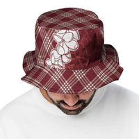 Hawaii Aloha Plumeria Lei Scarlet Palaka Bucket Hat - Polynesian Pride