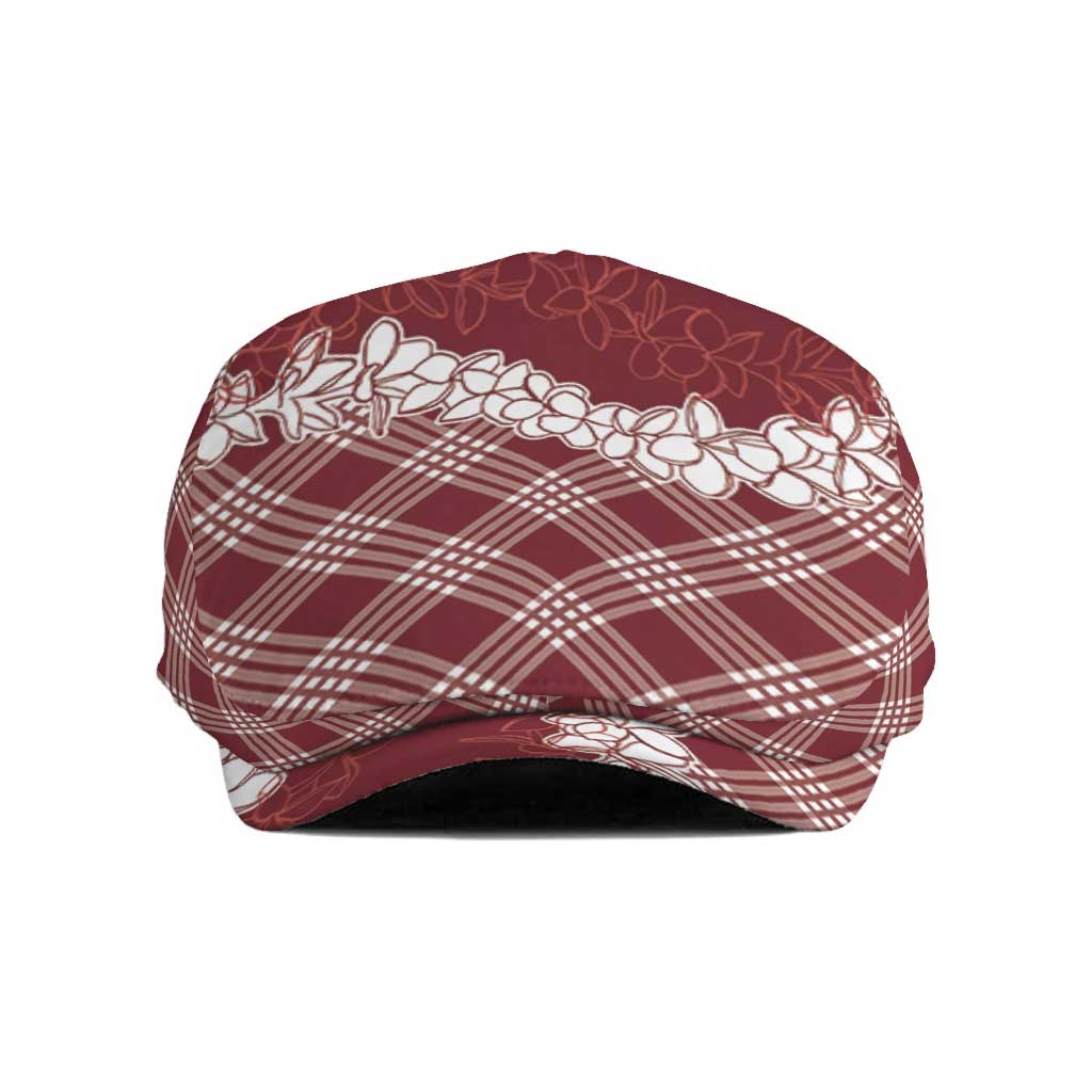 Hawaii Aloha Plumeria Lei Scarlet Palaka Jeff Hat - Polynesian Pride