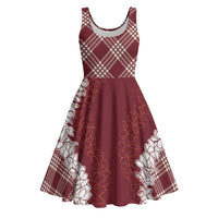 Hawaii Aloha Plumeria Lei Scarlet Palaka Midi Dress - Polynesian Pride