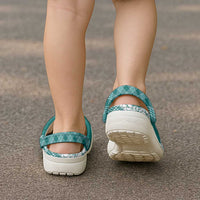 Hawaii Aloha Plumeria Lei Teal Palaka Clogs Shoes - Polynesian Pride