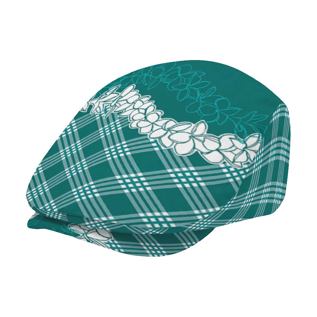 Hawaii Aloha Plumeria Lei Teal Palaka Jeff Hat - Polynesian Pride