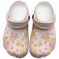 Hawaii Anthurium Tiare Pikake Lei Clogs Shoes Akala Lauhala Art Pattern