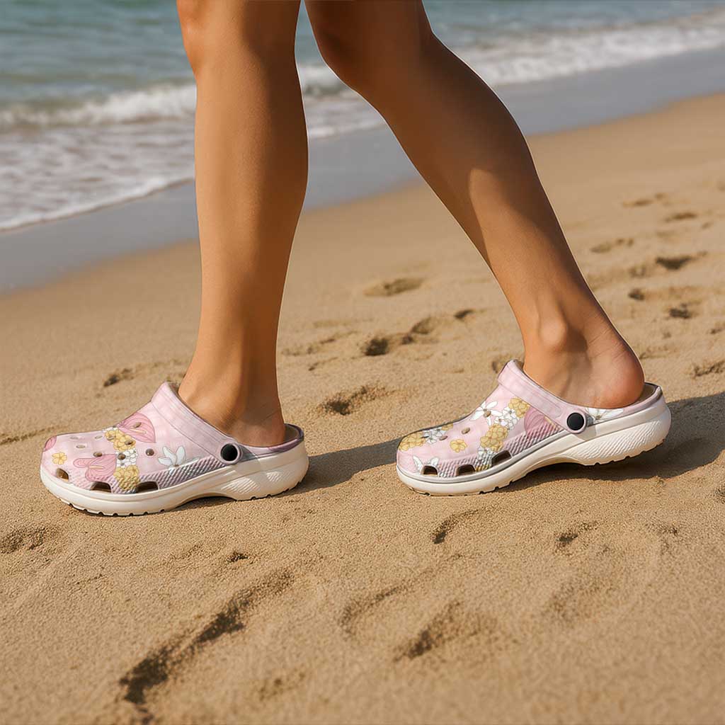 Hawaii Anthurium Tiare Pikake Lei Clogs Shoes Akala Lauhala Art Pattern