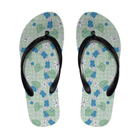 Hawaii Anthurium Tiare Pikake Lei Flip Flops Omaomao Lauhala Art Pattern LT01 Green - Polynesian Pride