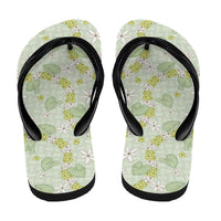 Hawaii Anthurium Tiare Pikake Lei Flip Flops Sage Green Lauhala Art Pattern