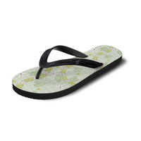 Hawaii Anthurium Tiare Pikake Lei Flip Flops Sage Green Lauhala Art Pattern