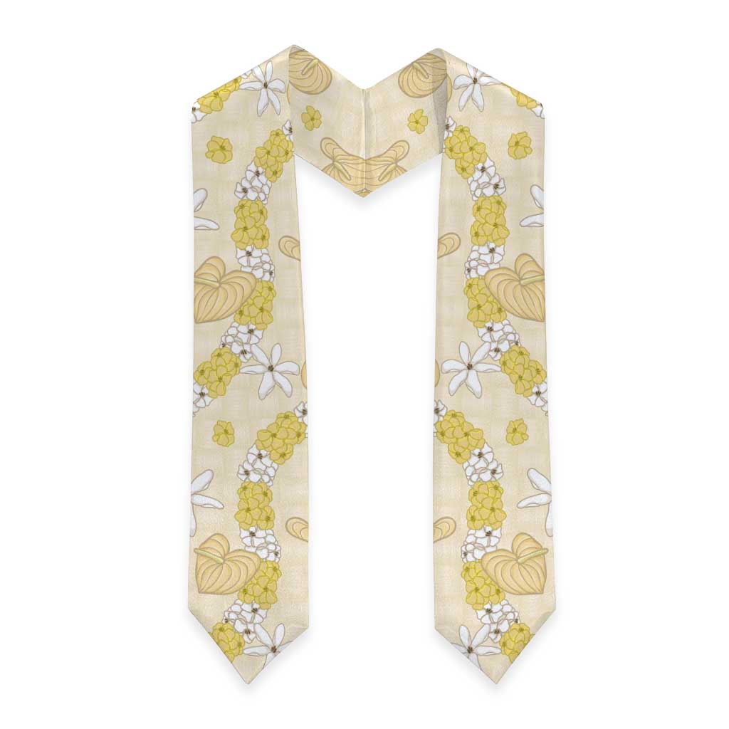 Hawaii Anthurium Tiare Pikake Lei Graduation Stole Melemele Lauhala Art Pattern