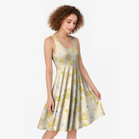 Hawaii Anthurium Tiare Pikake Lei Midi Dress Melemele Lauhala Art Pattern LT01 - Polynesian Pride