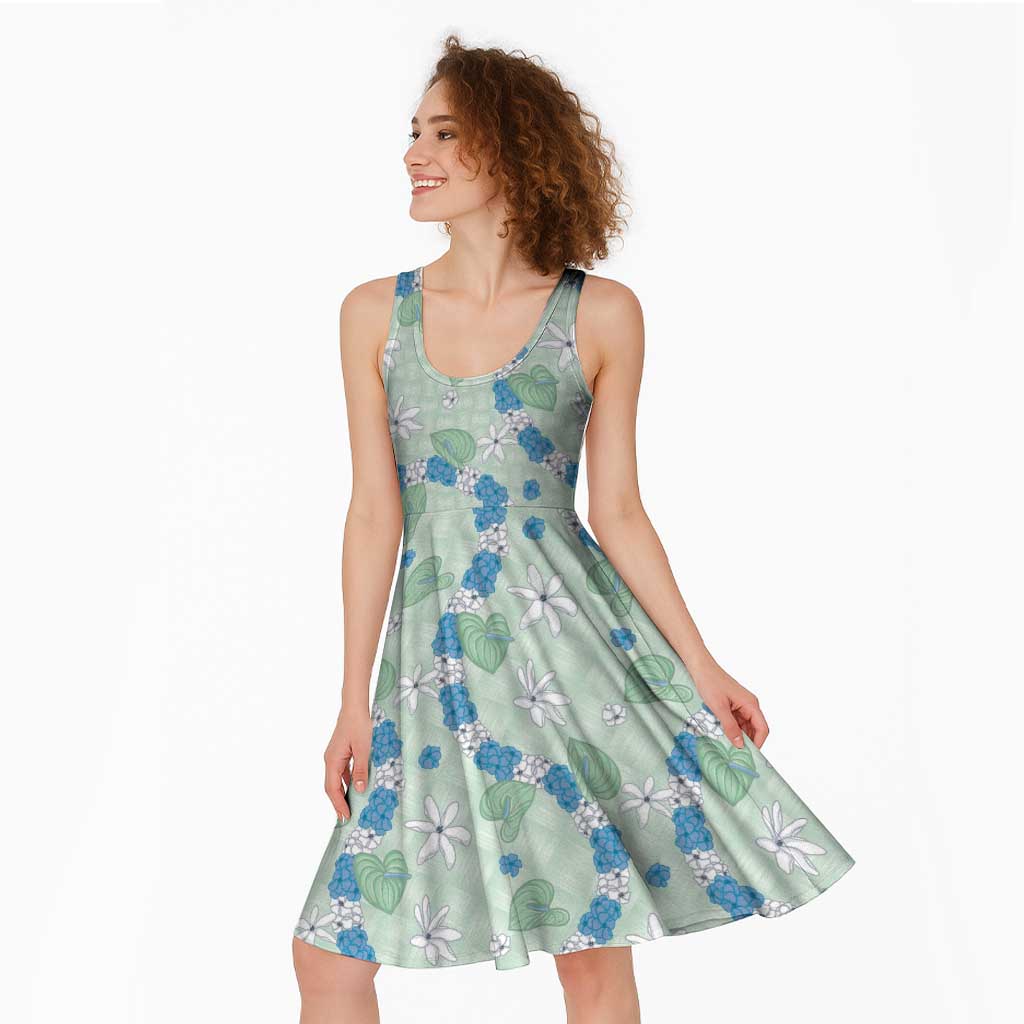 Hawaii Anthurium Tiare Pikake Lei Midi Dress Omaomao Lauhala Art Pattern LT01 - Polynesian Pride