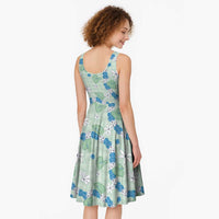 Hawaii Anthurium Tiare Pikake Lei Midi Dress Omaomao Lauhala Art Pattern LT01 - Polynesian Pride