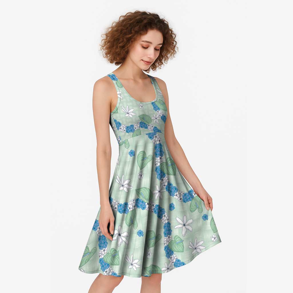 Hawaii Anthurium Tiare Pikake Lei Midi Dress Omaomao Lauhala Art Pattern LT01 - Polynesian Pride