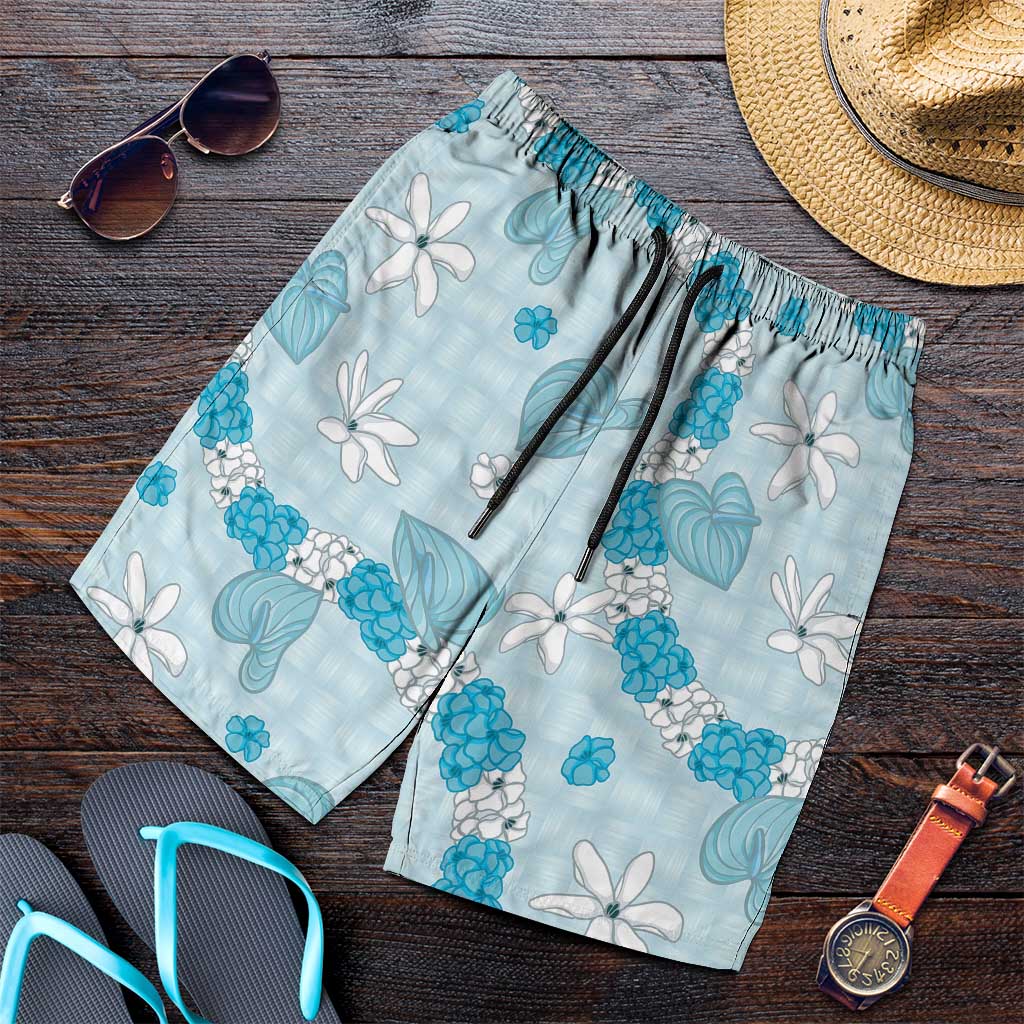 Hawaii Anthurium Tiare Pikake Lei Shorts for Men UliUli Lauhala Art Pattern