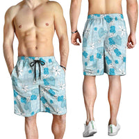 Hawaii Anthurium Tiare Pikake Lei Shorts for Men UliUli Lauhala Art Pattern