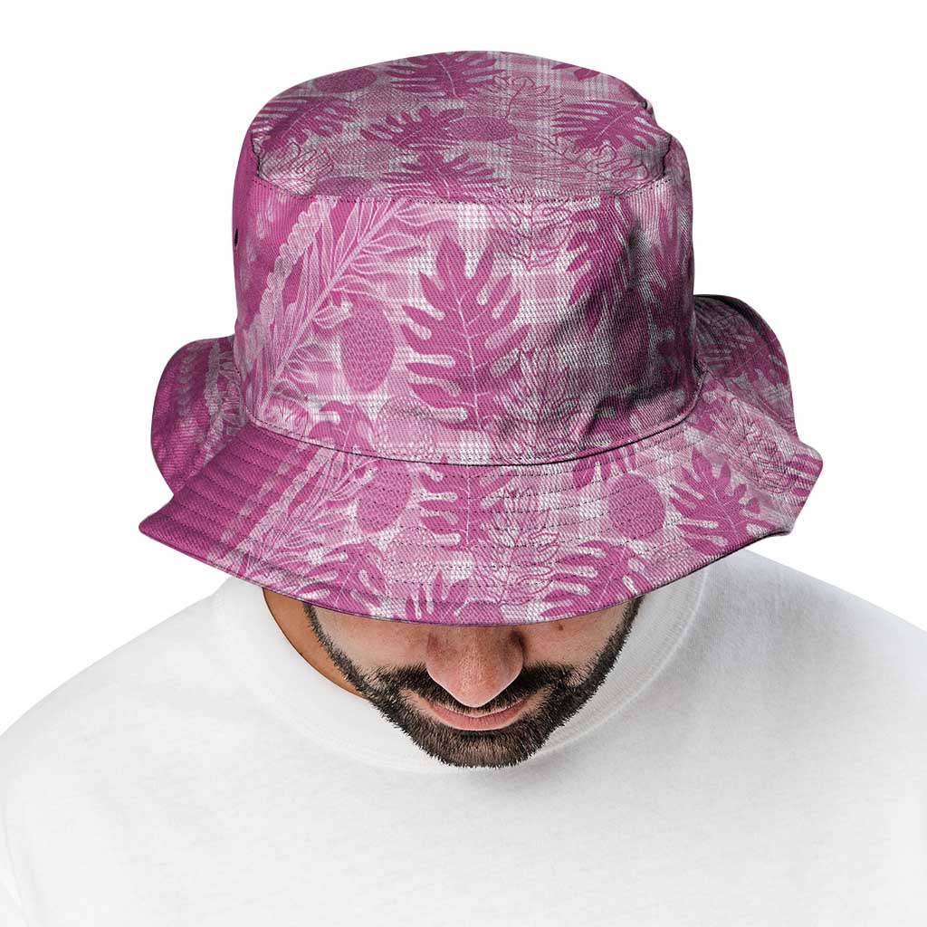 Hawaii Breadfruit Palaka Bucket Hat Omaomao Ulaula Maile Lei - Polynesian Pride