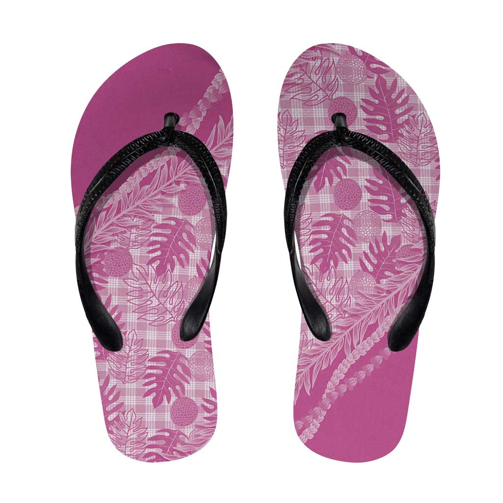 Hawaii Breadfruit Palaka Flip Flops Omaomao Ulaula Maile Lei - Polynesian Pride