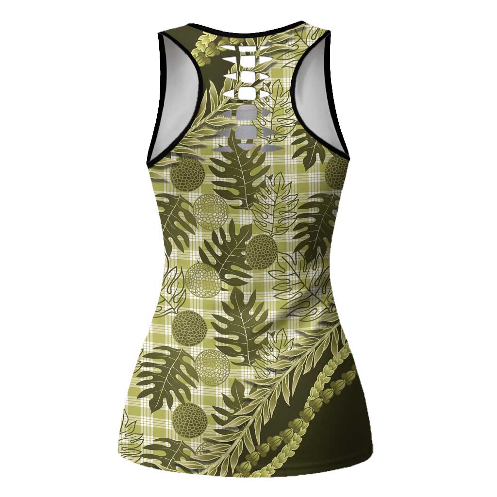 Hawaii Breadfruit Palaka Hollow Tank Top Omaomao Maile Lei - Polynesian Pride