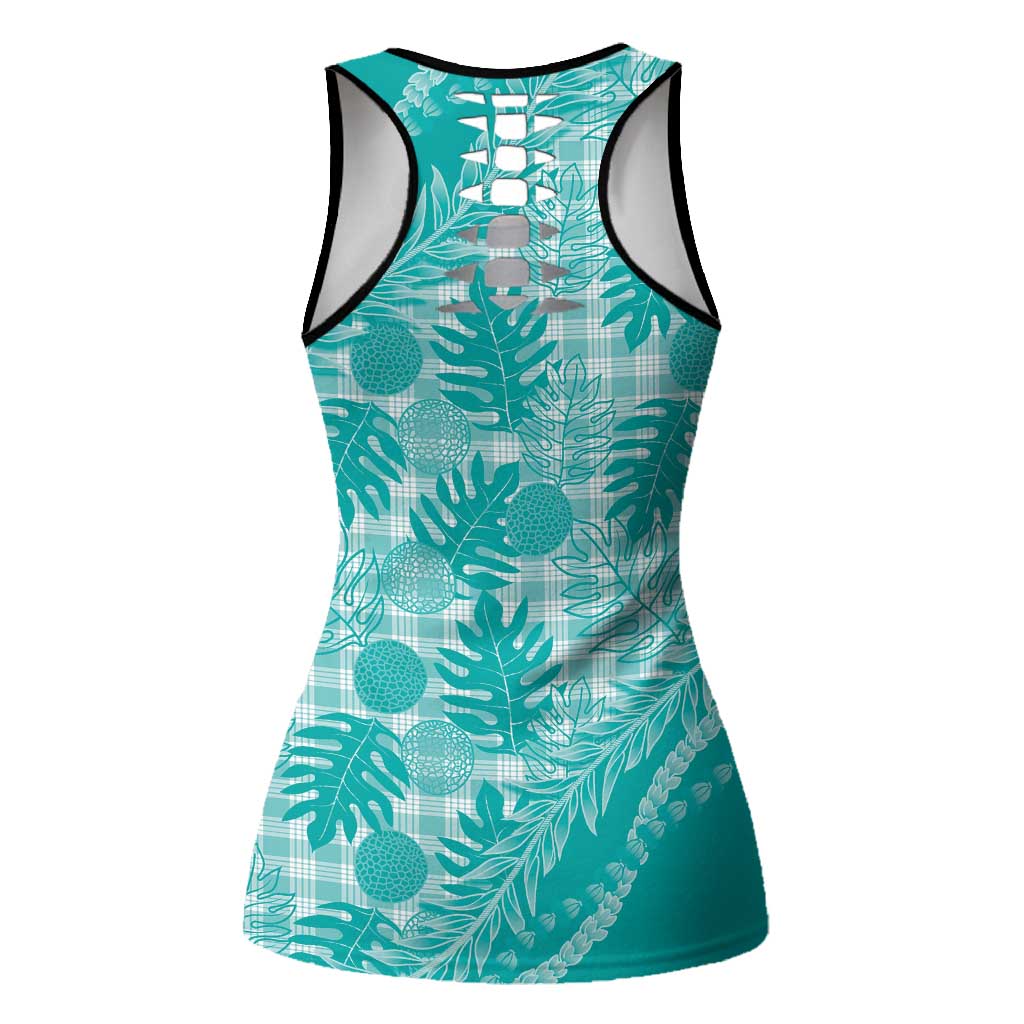 Hawaii Breadfruit Palaka Hollow Tank Top Polu Opal Maile Lei - Polynesian Pride