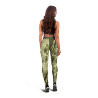 Hawaii Breadfruit Palaka Leggings Omaomao Maile Lei - Polynesian Pride