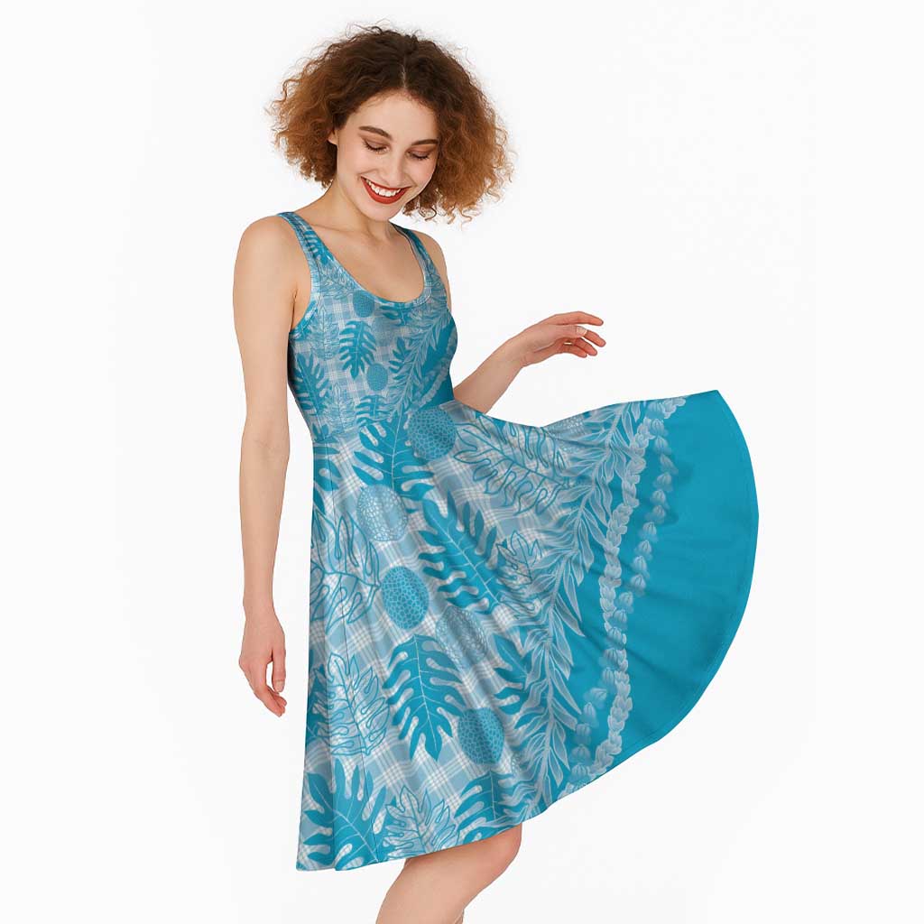 Hawaii Breadfruit Palaka Midi Dress Polu Maile Lei - Polynesian Pride