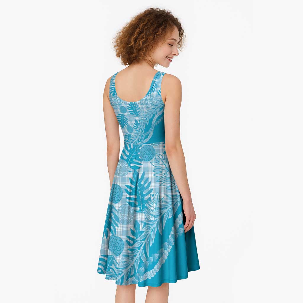 Hawaii Breadfruit Palaka Midi Dress Polu Maile Lei - Polynesian Pride