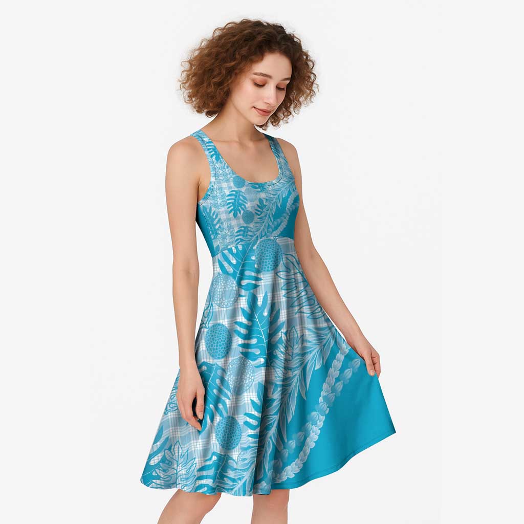 Hawaii Breadfruit Palaka Midi Dress Polu Maile Lei - Polynesian Pride