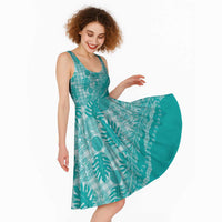 Hawaii Breadfruit Palaka Midi Dress Polu Opal Maile Lei - Polynesian Pride