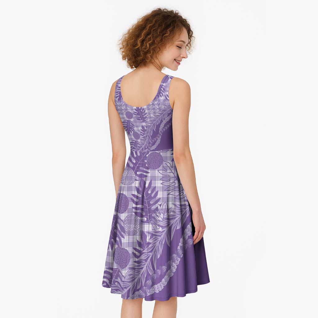 Hawaii Breadfruit Palaka Midi Dress Poni Maile Lei - Polynesian Pride