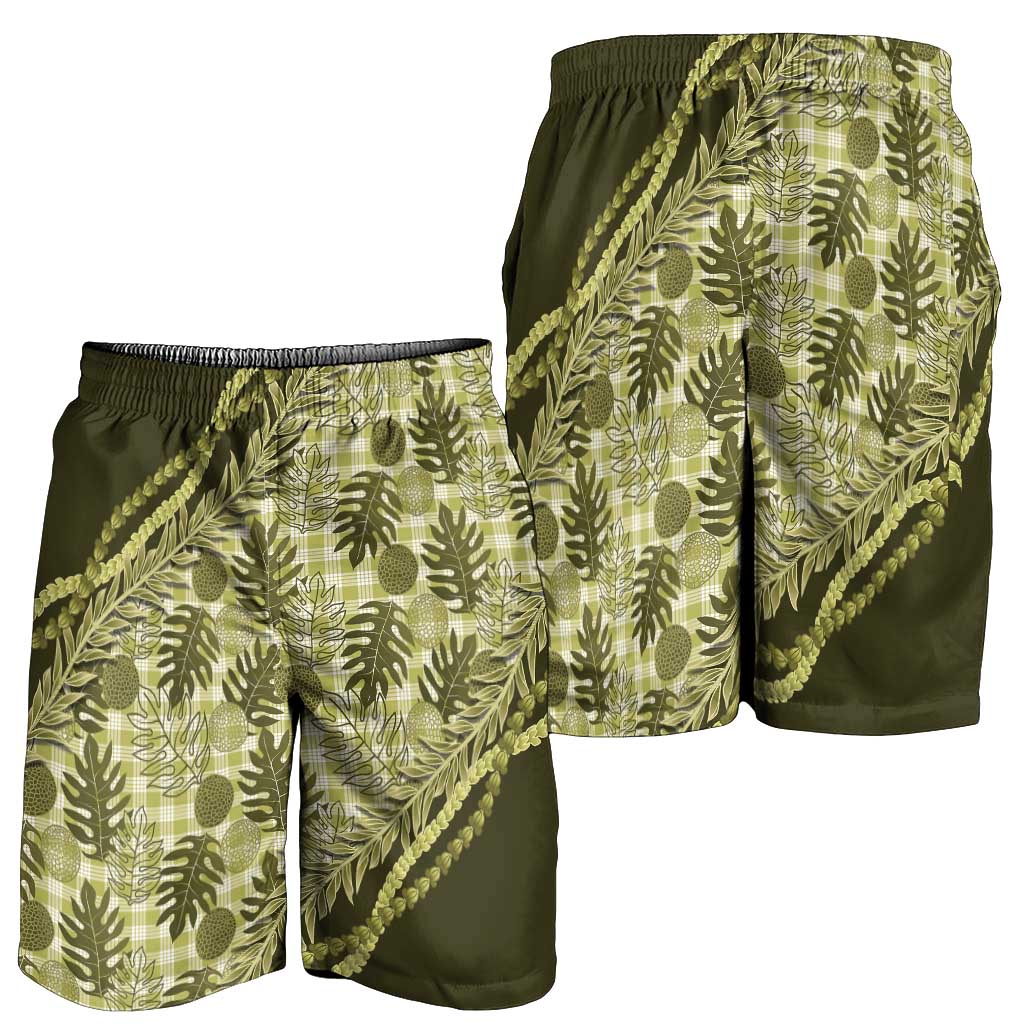 Hawaii Breadfruit Palaka Shorts for Men Omaomao Maile Lei - Polynesian Pride