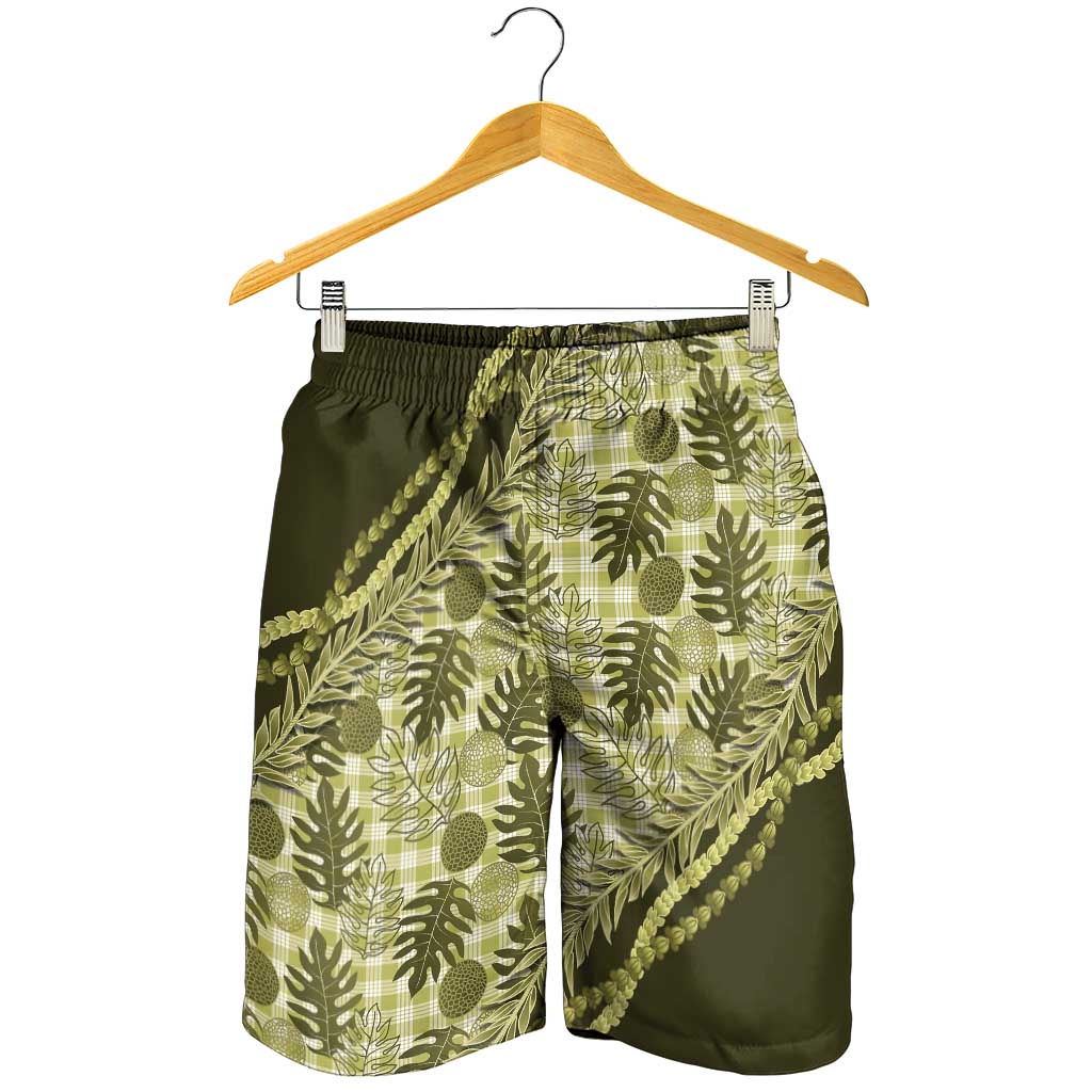 Hawaii Breadfruit Palaka Shorts for Men Omaomao Maile Lei - Polynesian Pride