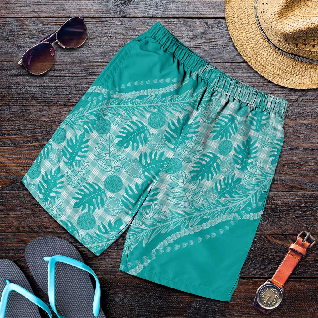 Hawaii Breadfruit Palaka Shorts for Men Polu Opal Maile Lei - Polynesian Pride
