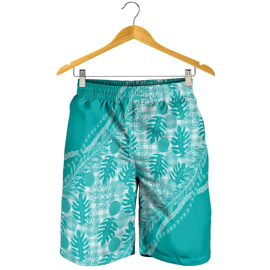 Hawaii Breadfruit Palaka Shorts for Men Polu Opal Maile Lei - Polynesian Pride