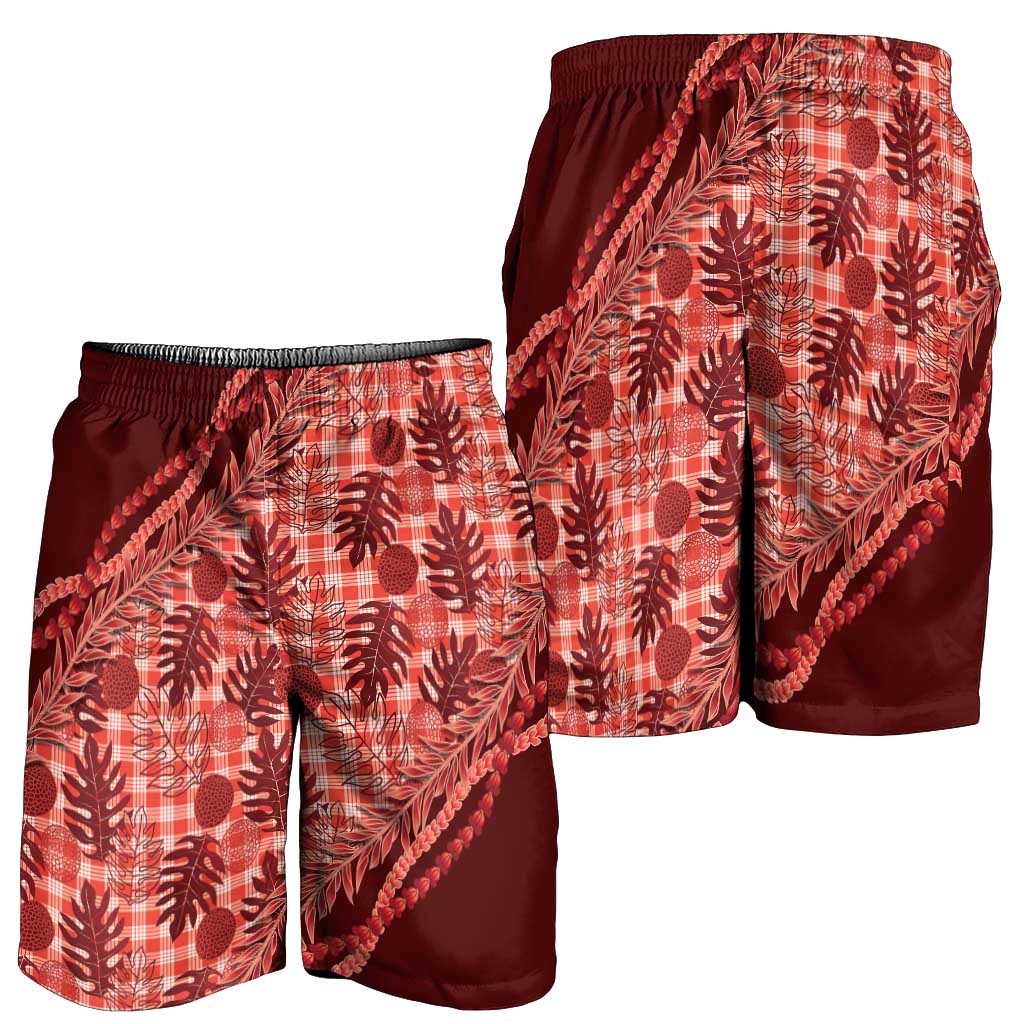 Hawaii Breadfruit Palaka Shorts for Men Ulaula Maile Lei - Polynesian Pride