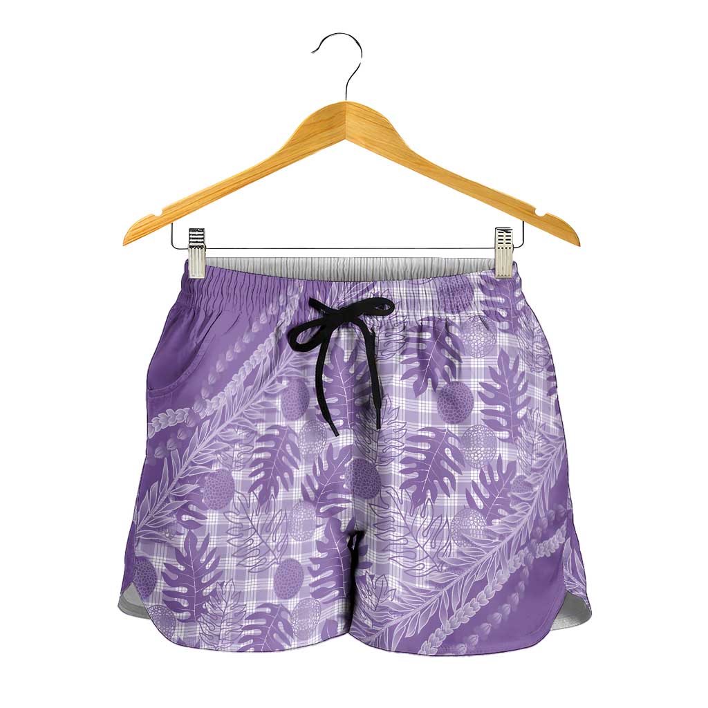 Hawaii Breadfruit Palaka Shorts for Women Poni Maile Lei - Polynesian Pride