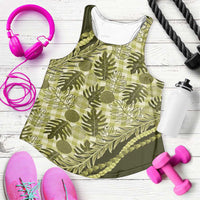 Hawaii Breadfruit Palaka Women Racerback Tank Omaomao Maile Lei - Polynesian Pride