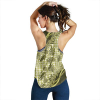 Hawaii Breadfruit Palaka Women Racerback Tank Omaomao Maile Lei - Polynesian Pride
