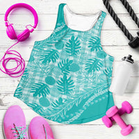Hawaii Breadfruit Palaka Women Racerback Tank Polu Opal Maile Lei - Polynesian Pride