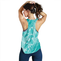 Hawaii Breadfruit Palaka Women Racerback Tank Polu Opal Maile Lei - Polynesian Pride
