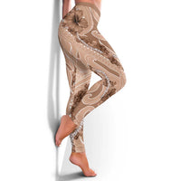 Hawaii Brown Hibiscus Pikake Lei Leggings - Polynesian Pride