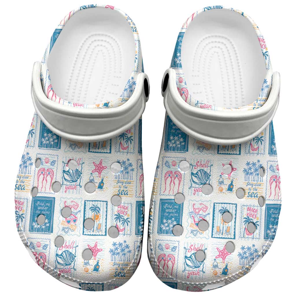 Hawaii Coastal Summer Postcard Clogs Shoes