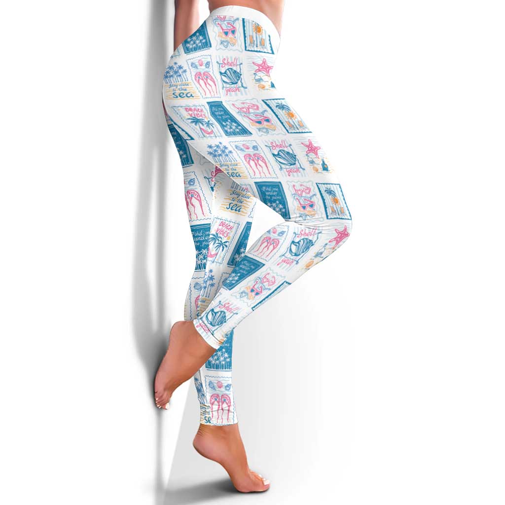 Hawaii Coastal Summer Postcard Leggings