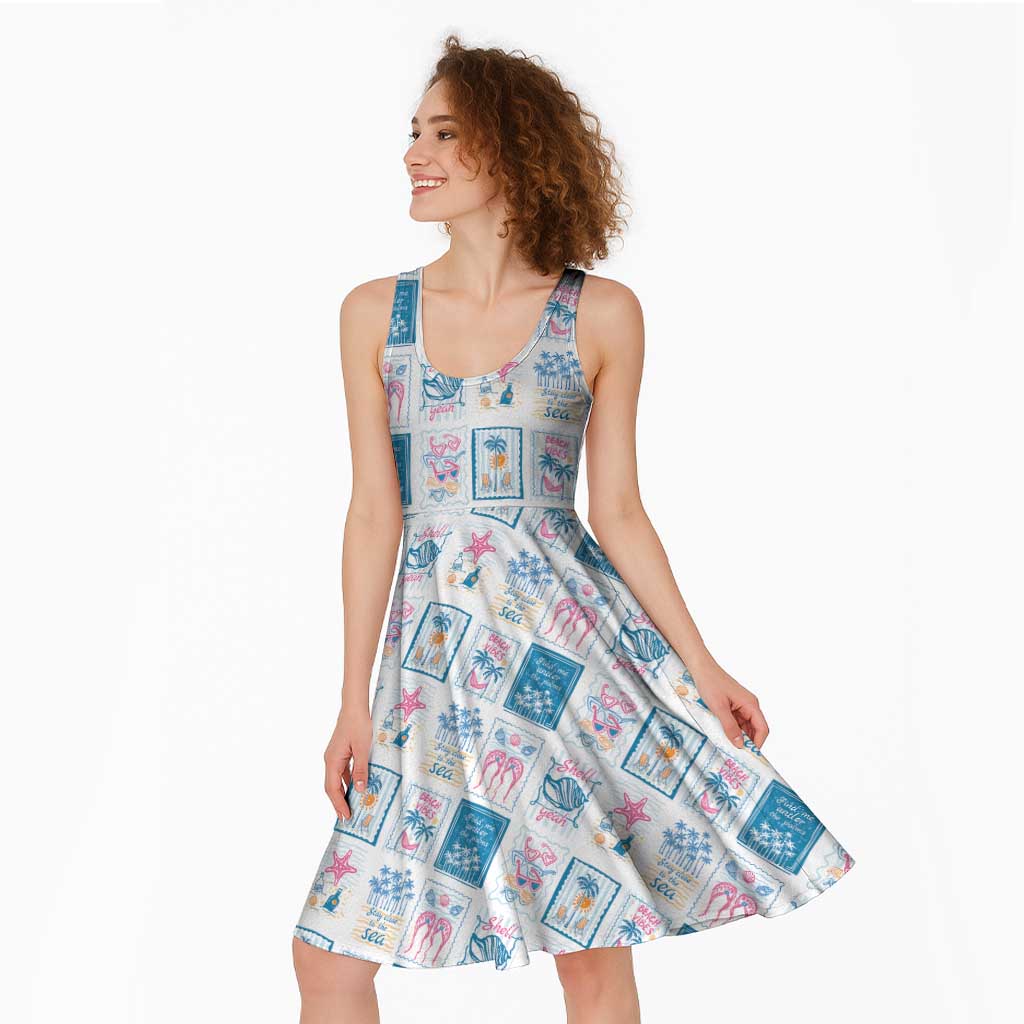 Hawaii Coastal Summer Postcard Midi Dress