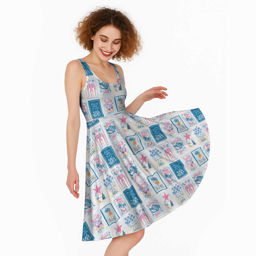 Hawaii Coastal Summer Postcard Midi Dress