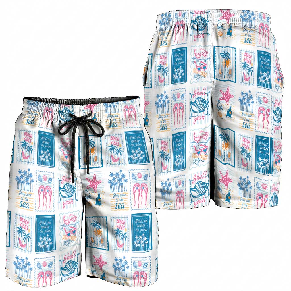 Hawaii Coastal Summer Postcard Shorts for Men