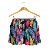Hawaii Colorful Tropical Leaves Shorts for Women